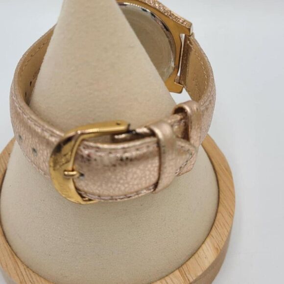 Betsey Johnson Rose Gold Watch with Crystal Bezel Leather Band NWOT!  Works! main image 11